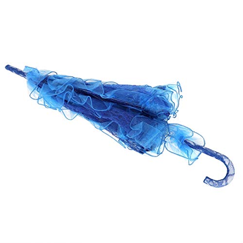 01 Braut Spitze Regenschirm, Baumwolle Regenschirm Spitze Hochzeit Braut Regenschirm Sonnenschirm Regenschirm für tanzende Fotografie Prop(Royal blue) von 01