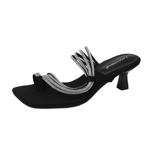 Damen Hochhackige Sandalen Strass Süßer Quadratischer Kopf Flache Zehe Bankett Hochzeitsschuhe Bequeme Elegante Temperament Gericht Arbeitsschuhe Damen Hochhackige Sandalen Strass Süßer Quadratischer Kopf Flache Zehe Bankett Hochzeitsschuhe Bequeme Elegante Temperament Gericht Arbeitsschuhe von 100junzidao