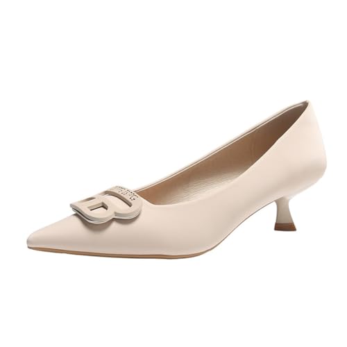 Damen Spitze Zehe Geschlossen Absätze Bequem Pendler Elegant Sexy Klassisch Hochzeit Gericht Schuhe Temperament Retro Smart Casual Büro Schuhe Beige 37 Damen Spitze Zehe Geschlossen Absätze Bequem Pendler Elegant Sexy Klassisch Hochzeit Gericht Schuhe Temperament Retro Smart Casual Büro Schuhe Beige 37 von 100junzidao