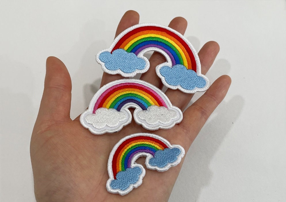 1 Stk Rainbow Blue Cloud Patch, Regenbogen Weiße Wolke Zum Aufbügeln von 12papers