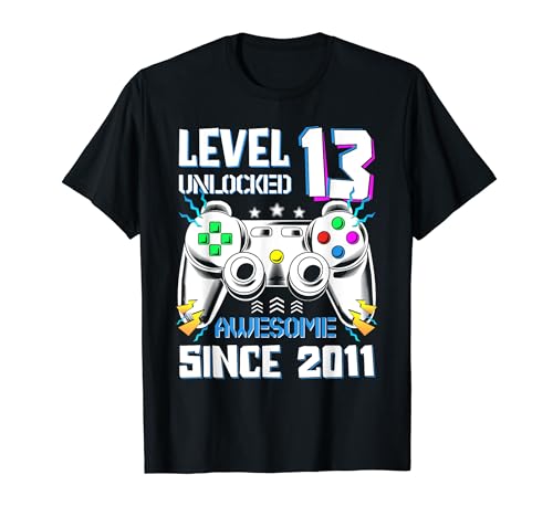 Videospiel Level 13, freigeschaltet, 13. Geburtstag, Videospieler, Jungs T-Shirt von 13th Birthday Boy Video Gamer Level 13