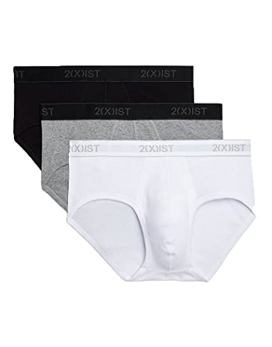 2(x)ist)IST Herren Essential Cotton Contour Pouch Brief 3er-Pack, Weiß/Schwarz/Grau Heather, Large von 2(x)ist