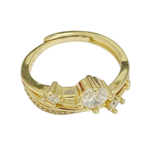 2022 An Meine Tochter Geometrie Ring Gold Geometrie Strass Ring minimalistischen Angst Ring Geschenk für sie zurück zur Schule Geschenk Ringelshirts Damen (Gold, One Size) von 2022