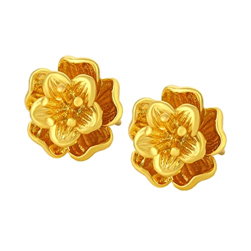 2022 Blumen Ohrstecker für Geburtstagsgeschenke Oxidation vergoldete Blumen Ohrringe für Frauen Elegante Ohrringe Schwarz (Gold, One Size) von 2022