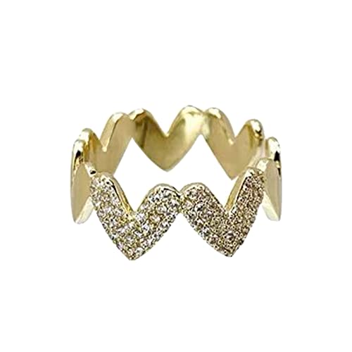 2022 Frauen Mädchen Schmuck Vergoldet Open Love is All Around Ring Ziron Verstellbare Fingerringe Ringelsocken Schwarz Rot (Gold, One Size) von 2022