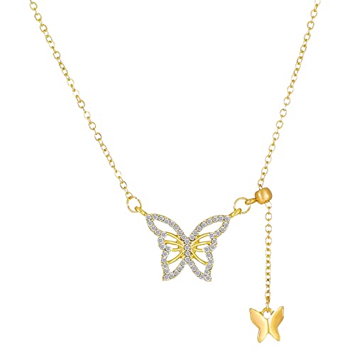 2022 Mode Licht Luxus Design Schmetterling Schlüsselbein Kette Halskette Halskette Für Frauen Geburtstag Jahrestag Schmuck Geschenk Für Frauen Frau Gir Ketten Dreifach (Gold, One Size) von 2022