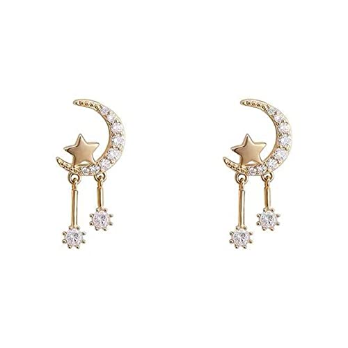 2022 Silbernadeln mit Diamanten und Mondohrringen für Frauen mit kleinen Ohrringen Ohrringe Stechen (Gold, One Size) von 2022