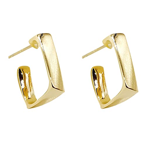 Modeohrringe Geometrische Metallohrringe Modeohrringe Trendohrringe Einfache Quadratische Glatte Geometrische Ohrringe Silberne Nadel Vergoldete U-förmige Ohrringe Für Frauen Ohrringe (Gold, One Size) von 2022