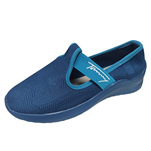 Damenschuhe Blau Damenmode einfarbig Mund Hohle Mesh-Plattform lässige Turnschuhe Schuhe Damen Mokassin Rot (Blue, 39.5) von 205