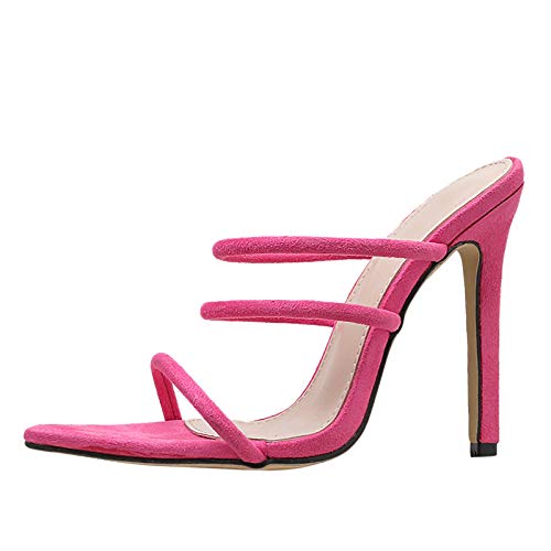 Damenschuhe Stiefeletten Absatz Farbe Damen Größe High Large Heel Flops Solid Fashion Flip Pantoffeln Sommer Damen Sandalen Fersenschutz Für Schuhe Damen (Pink, 37) von 205