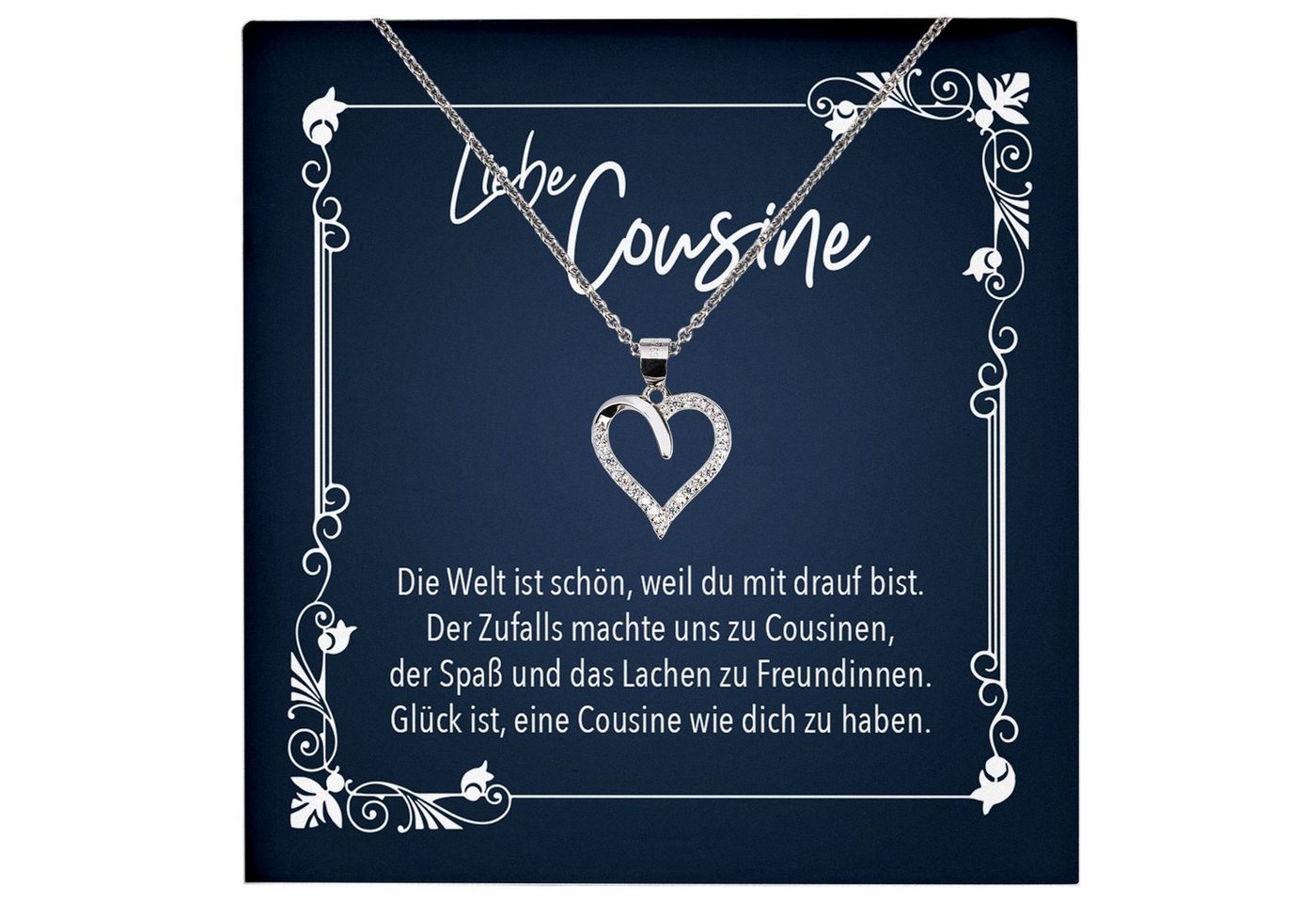 22Feels Schmuckset Cousine Geschenk Mädchen Frauen Geburtstag Schmuck Halskette Karte, Echt-Silber 925/000, Karte Made In Germany von 22Feels