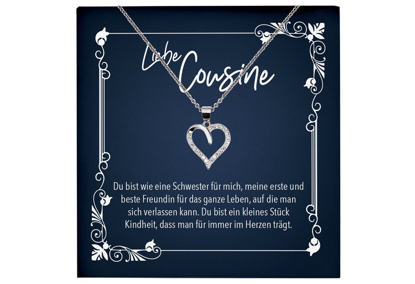 22Feels Schmuckset Cousine Geschenk Mädchen Frauen Geburtstag Schmuck Halskette Karte, Echt-Silber 925/000, Karte Made In Germany von 22Feels