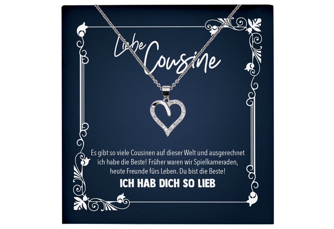 22Feels Schmuckset Cousine Geschenk Mädchen Frauen Geburtstag Schmuck Halskette Karte, Echt-Silber 925/000, Karte Made In Germany von 22Feels