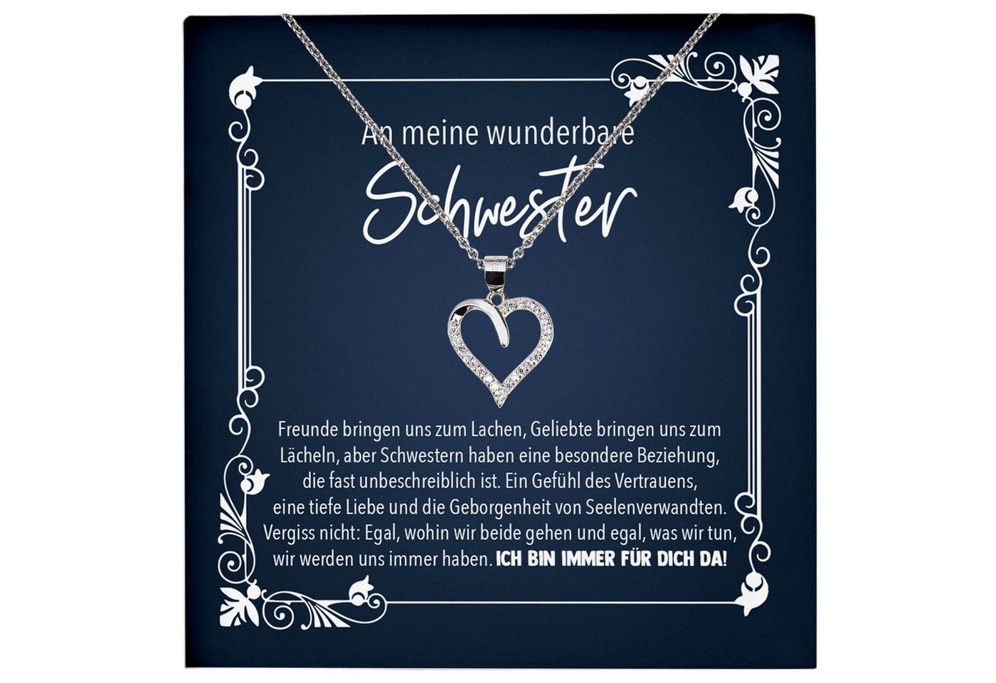 22Feels Schmuckset Schwester Geschenk Geburtstag Schmuck Frauen Mädchen Herz Halskette, Echt-Silber 925/000, Karte Made In Germany von 22Feels