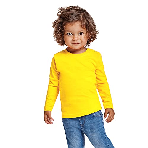 Buntes T-Shirt mit langen Ärmeln für Babys, aus 100 % Baumwolle, bequem, weich, warm und angenehm anzufassen., K-25, Gelb, K-25 86 von 24 JOYAS
