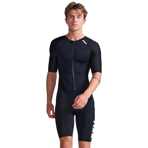 2XU Herren Aero Front Zip Sleeve Trisuit, schwarz/weiß, S von 2XU