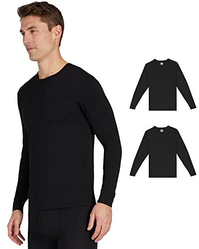 32 DEGREES Herren 2er-Pack Performance Lightweight Thermal Baselayer Crewneck Top, schwarz / schwarz, Mittel von 32º DEGREES