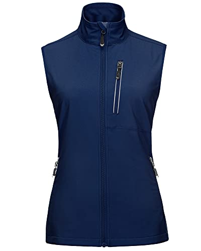 33,000ft Damen Leichte Laufweste Outdoor Softshell Weste Frau Ärmellose Jacke Winddichte wasserdichte Atmungsaktive Vest Gilet für Laufen Golf Wandern Marineblau XS von 33,000ft