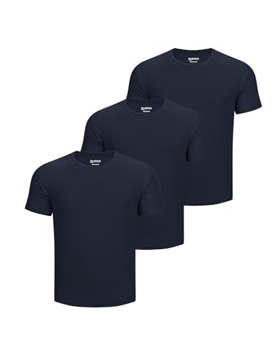 33,000ft Herren 3er-Pack Sport Tshirt Kurzarm Schnelltrocknende Atmungsaktive Shirt Regular Fit für Laufen Training, 3*Navy Blau L von 33,000ft