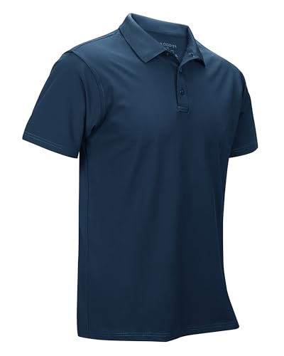 33,000ft Herren Poloshirt Golf Shirt UPF50+ Sonnenschutz Sommer Kurzarm Tshirts Schnelltrocknend Performance Sportshirt Outdoor Einfarbige Poloshirts für Männer zum Golfen Tennis Dunkelblau 3XL von 33,000ft