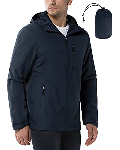 33,000ft Regenjacke Herren Wasserdicht Outdoorjacke Leichte Freizeitjacke Packbare Windjacke Fahrrad Regenmantel mit Kapuze Juwel blau 4XL von 33,000ft