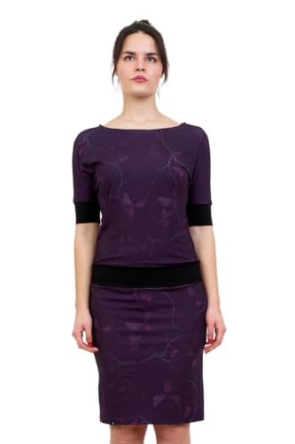 3Elfen Rockabilly DREI Elfen Sommerkleid Fledermaus Kleid der Marke locker Knielang Langer Rock - blattwerk aubergine M 3Elfen Rockabilly DREI Elfen Sommerkleid Fledermaus Kleid der Marke locker Knielang Langer Rock - blattwerk aubergine M von 3Elfen