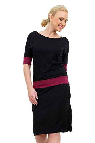 3Elfen Sommerkleider Damen Knielang Fledermaus Skaterkleid Jerseykleid locker Langer Rock - schwarz Bordeaux L von 3Elfen