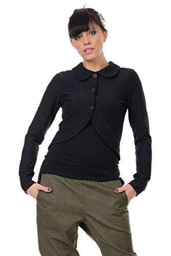 3Elfen Strickjacke Bubikragen Damen schwarz Kurze Sommer Jacke/Bolero Jacke Frauen XXL von 3Elfen