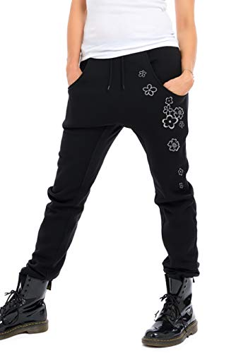 Jogginghose Damen locker lässig Freizeithose Frauen schwarz Boyfriend Baggy Style Hose Blumen Elfe 3 Elfen - Sporthose - grau XXL von 3Elfen