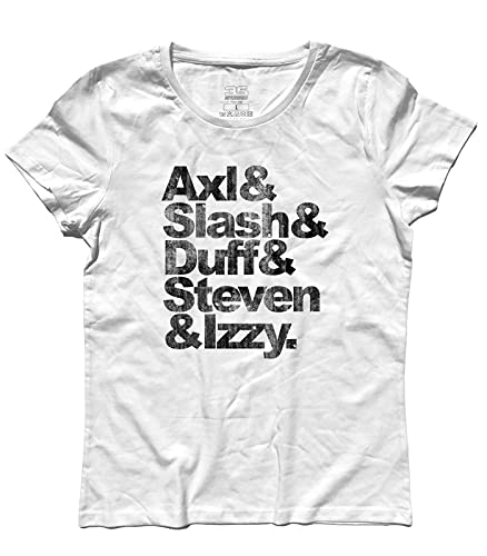 3styler Damen T-Shirt Axl & Slash & Duff & Steven & Izzy. - Die großen Namen der Musik Shirt - Linie Classic - 100% Baumwolle 185 g/m², Weiß, Medium von 3styler