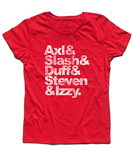 3styler Damen T-Shirt Axl & Slash & Duff & Steven & Izzy. - Die großen Namen der Musik Shirt - Linie Classic - 100% Baumwolle 185 g/m², rot, Large von 3styler