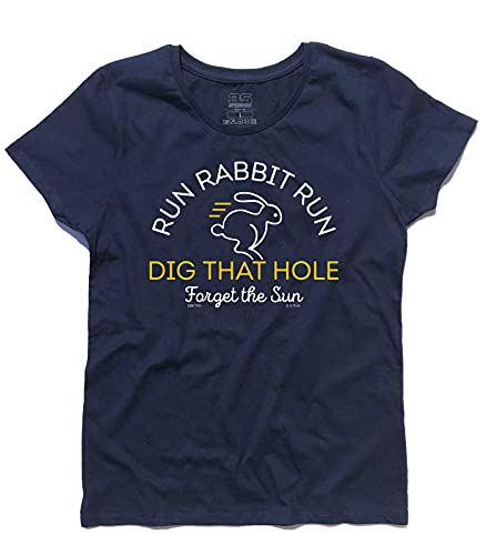 3styler Damen T-Shirt Breathe Run Rabbit Run Dig That Hole Forget The Sun - Pink Shirt - Linie Classic - 100% Baumwolle 185 g/m², blau, X-Large von 3styler