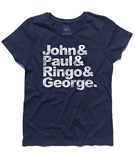 3styler Damen-T-Shirt John & Paul & Ringo & George. - Die großen Namen der Musik Shirt - Linie Classic - 100% Baumwolle 185 g/m², blau, Large von 3styler