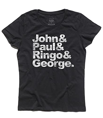3styler Damen-T-Shirt John & Paul & Ringo & George. - Die großen Namen der Musik Shirt - Linie Classic - 100% Baumwolle 185 g/m², Schwarz , X-Large von 3styler