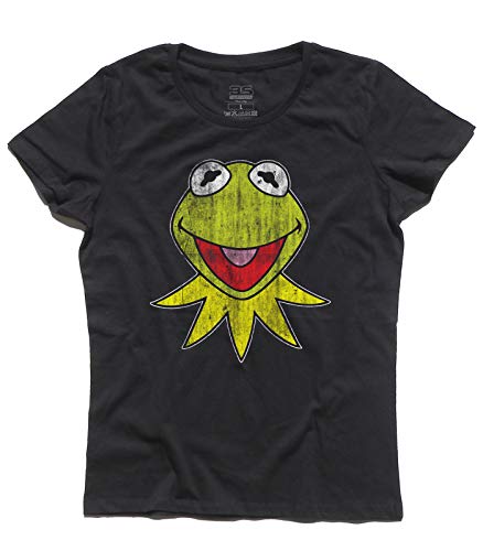 3styler Damen T-Shirt Kermit la Rana The Frog - Show t-Shirt - Linie Classic - 100% Baumwolle 185 g/m², Schwarz , Small von 3styler