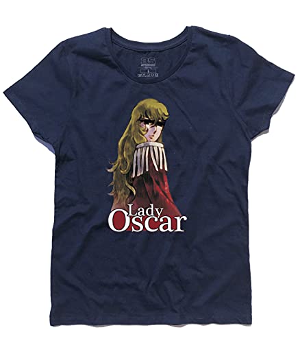 3styler T-Shirt Lady Oscar - Kartons Alter 80' - Frankreich Revolution Tulpe Schwarz - Linie Klassisch - 100% Baumwolle 185 Gr/Qm (L, Blau) von 3styler