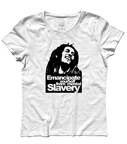 3styler T-Shirt für Damen Redemption Song - Reggae - Emancipate Yourself - Lyrics Shirt - Linie Classic - 100% Baumwolle 185 g/m², Bianco, Medium von 3styler