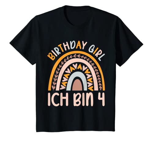 Kinder 4 Jahre alt Mädchen Rainbow Birthday Girl 4. Geburtstag T-Shirt von 4. Geburtstag Rainbow Mädchen Regenbogen