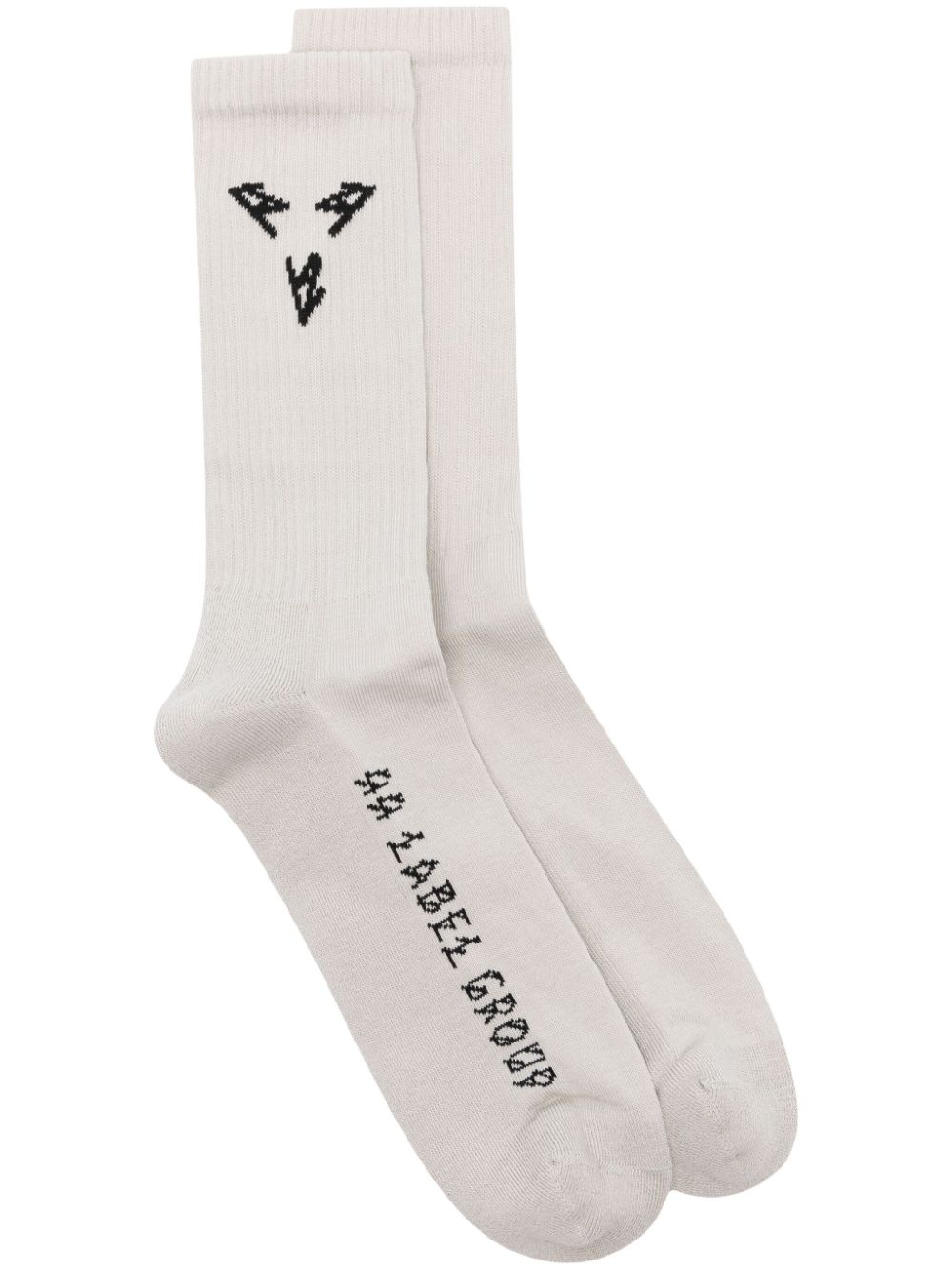 44 LABEL GROUP Gerippte Socken mit Intarsien-Logo - Grau von 44 LABEL GROUP