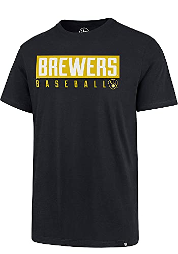 MLB Herren Dub Major Super Rival Team Color Primary Logo Word Mark T-Shirt, Milwaukee Brewers Marineblau, S von '47