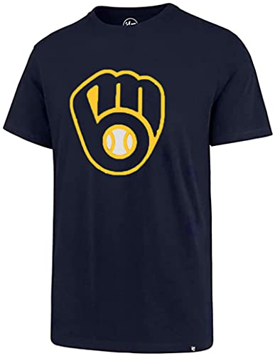 MLB Herren-T-Shirt mit Aufdruck "Match Team", Primär-Logo, Wortmarke, T-Shirt, Milwaukee Brewers Marineblau, XXL von '47