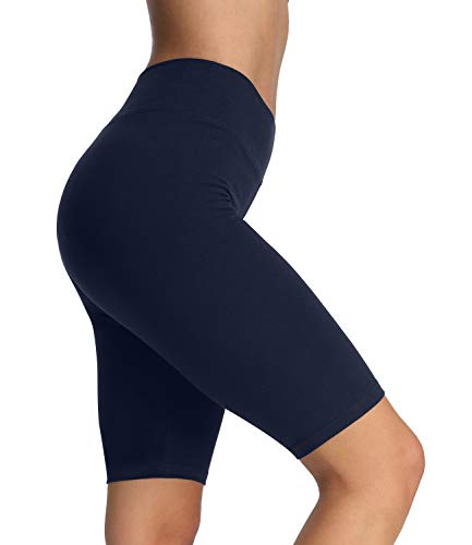 4How Damen Sport Shorts Tights Kurze Radlerhose Laufhose Baumwolle blickdichte Sporthose Jogginghose Laufshorts Fitness Yoga Shorts Dunkelblau L von 4How