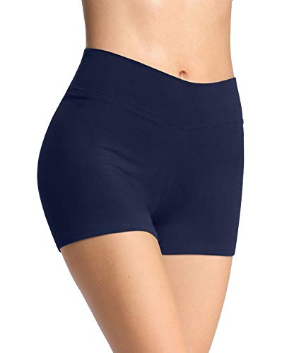 4How Damen Shorts Sommer Unterrock kurz eng Sport Shorts Sporthose Radlerhose Fitness Pole Yoga Shorts Tanzen Hotpants Volleyball Shorts Blau L von 4How