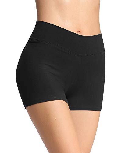 4How Damen Tights Shorts Sport Kurze Hosen Radlerhose Laufshorts Fitness Yoga Tanzen Shorts Sportshorts Hotpants Sommer Unterrock Kleid Schwarz S von 4How