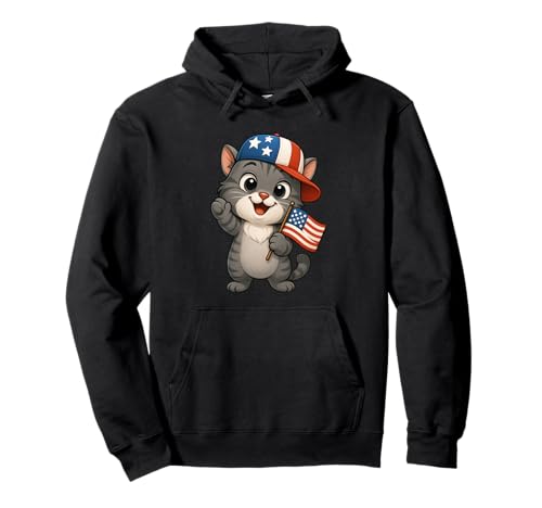 Graue Katze 4. Juli USA Flagge Unabhängigkeitstag Mama Papa Kinder Pullover Hoodie Graue Katze 4. Juli USA Flagge Unabhängigkeitstag Mama Papa Kinder Pullover Hoodie von 4thJulyAxis1