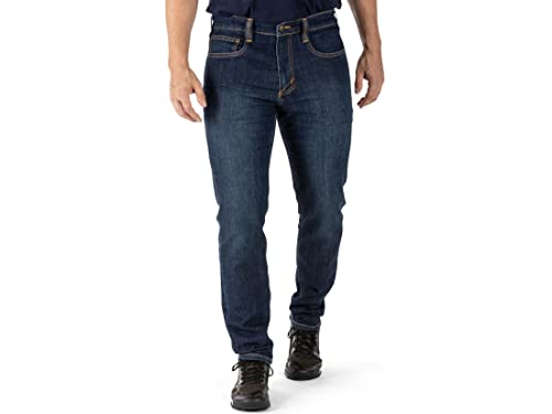 5.11 Tactical Herren Defender-Flex Slim Work Jeans Aufgesetzte Taschen Taillierter Bund Style 74465, Stone Wash Indigo, 35W / 30L von 5.11