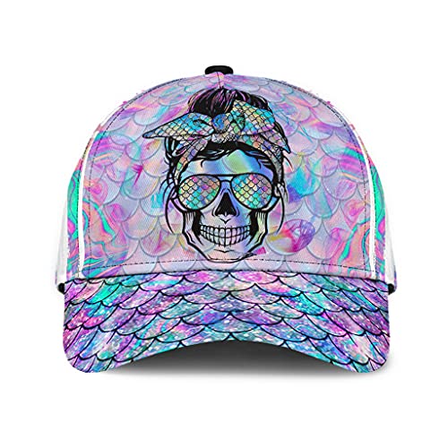 501 Baseball Kappen Meerjungfrau-Skala-Skelett-Schädel-Mädchen-Mutter-Prinzessin-Hologramm-Geschenkidee Unisex Baseball Cap Leicht Mode Baseball Kappe Mütze Für Kletter Outdoor von 501