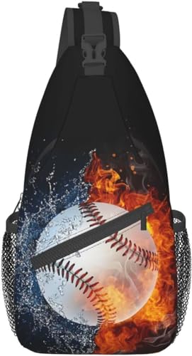 501 Brusttasche Wasserfeuer Baseball Umhängetasche Klein Sling Schulter Rucksäcke Jungen Schultertasche,Für Wandern, Sport, Bergsteigen von 501