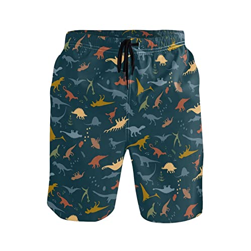 501 Herren Badehose Dinosaurier Blätter Muster Badehose Atmungsaktiv Schwimmhose Bequemefreizeithosen, Für Surfen, Urlaub, Wassersport, M von 501