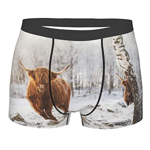 501 Winter-Highland-Kuh Herren Boxershorts Mit Stretch Sport Boxershorts Bequeme Unterwäsche Classic Unterhosen M von 501